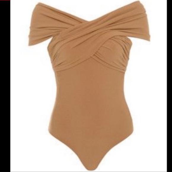 House of CB Marle Tan Off the Shoulder Bodysuit XS - Picture 5 of 9